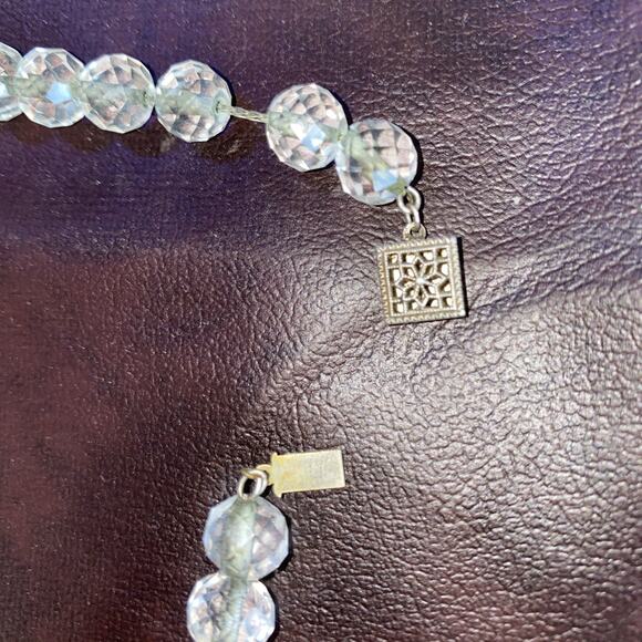Vintage 1950’s Faceted Crystal Glass Bead Necklace 17” W/ Sterling Silver Clasp - Picture 7 of 7